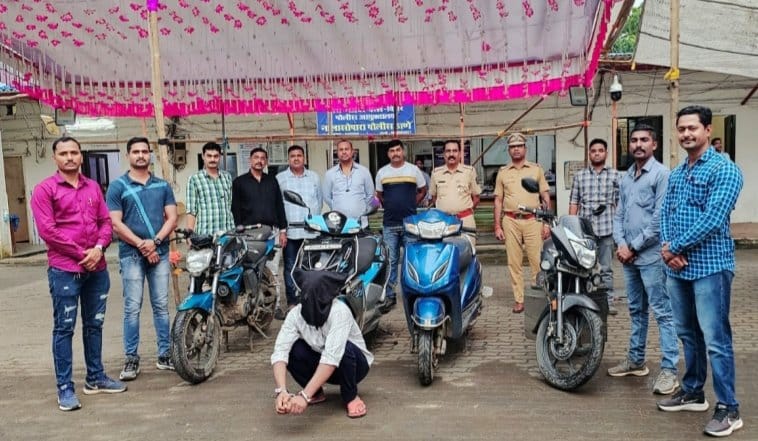 Bike Chor arrested 4 Bike baramad kar 5 chori ke cases solve kiya Nalasopara Police station ne