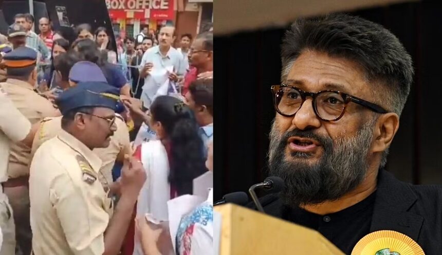 Mumbai Ke Gaiety Galaxy Ke Bahar The Vaccine War Ke Against Protest Vivek Agnihotri Ne Rea