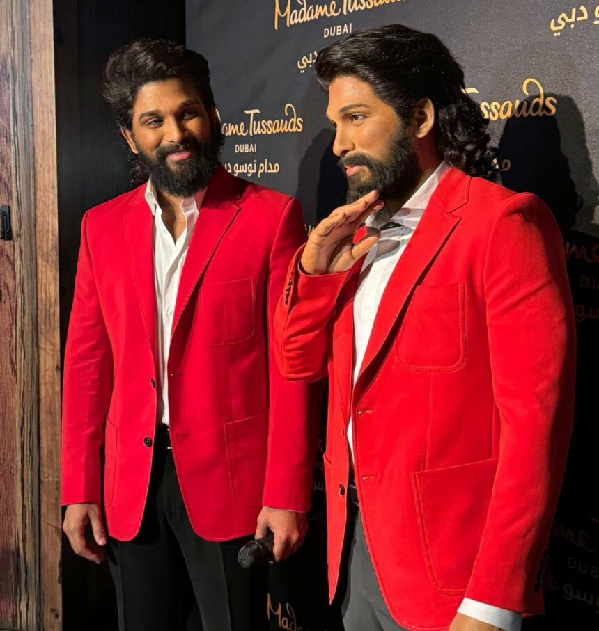 allu arjun strikes iconic pushpa pose with his wax statue at madame tussauds b 2903241119