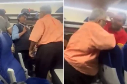 vande bharat kalesh video man slapped a waiter for mistakenly serving non veg food inside howrah to ranchi vande bharat train watch viral video 112100691