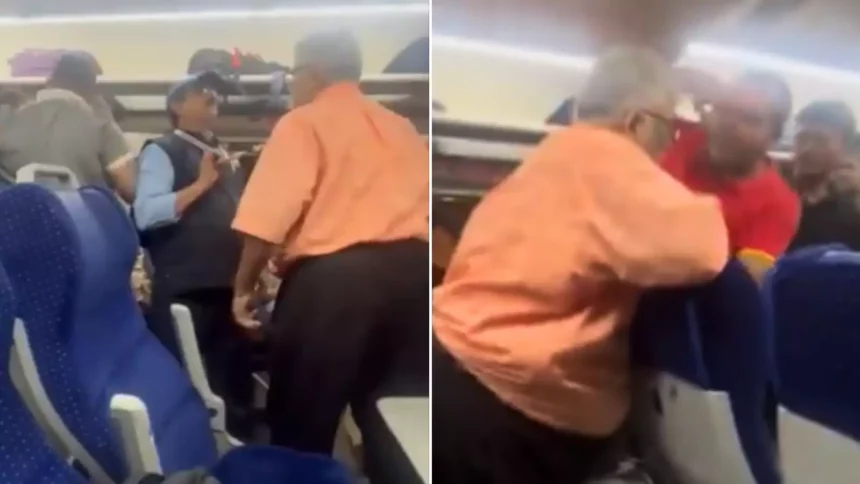 vande bharat kalesh video man slapped a waiter for mistakenly serving non veg food inside howrah to ranchi vande bharat train watch viral video 112100691