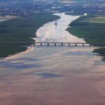 Airoli bridge from the air Maharashtra India