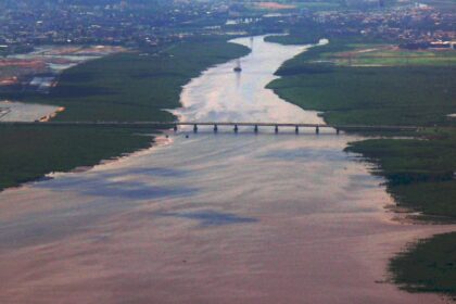 Airoli bridge from the air Maharashtra India