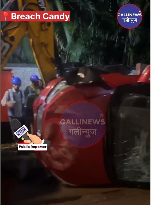 Brezza Coming From Wrong Side Overturned At Breach Candy, Outside Oomer Park