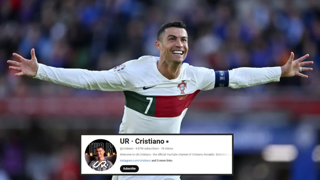 Cristiano Ronaldo ke Youtube par entry karte hi humgama macha diya aur 1 ghante me hi 1 Million Subscriber banakar Youtube ka Golden Button haasil kar liya