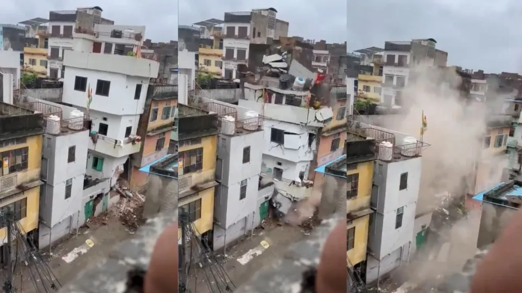 Building Giri: Heavy Rainfall Ke Baad Jaipur Mein 3 Manzila Building Giri, Video Viral
