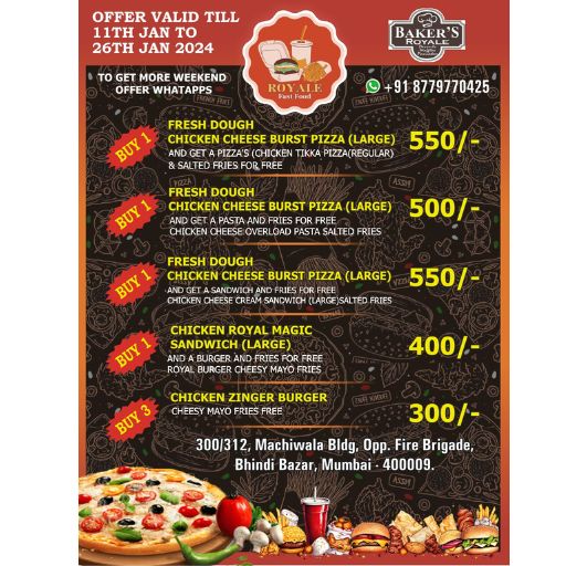Biggest Pizza Mania Offer By Royal Fast Food At Bhindi Bazar