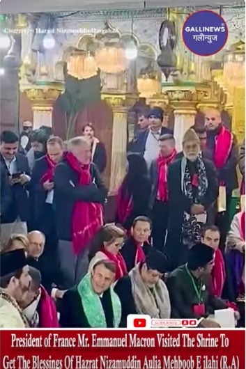 France President Emmanuel Macron Visit Hazrat Nizamuddin Aulia In Delhi