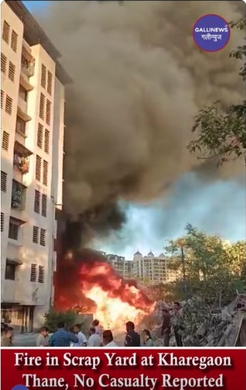 Fire In Scrap Yard aAt Kharegaon Thane, No Casualty Reported