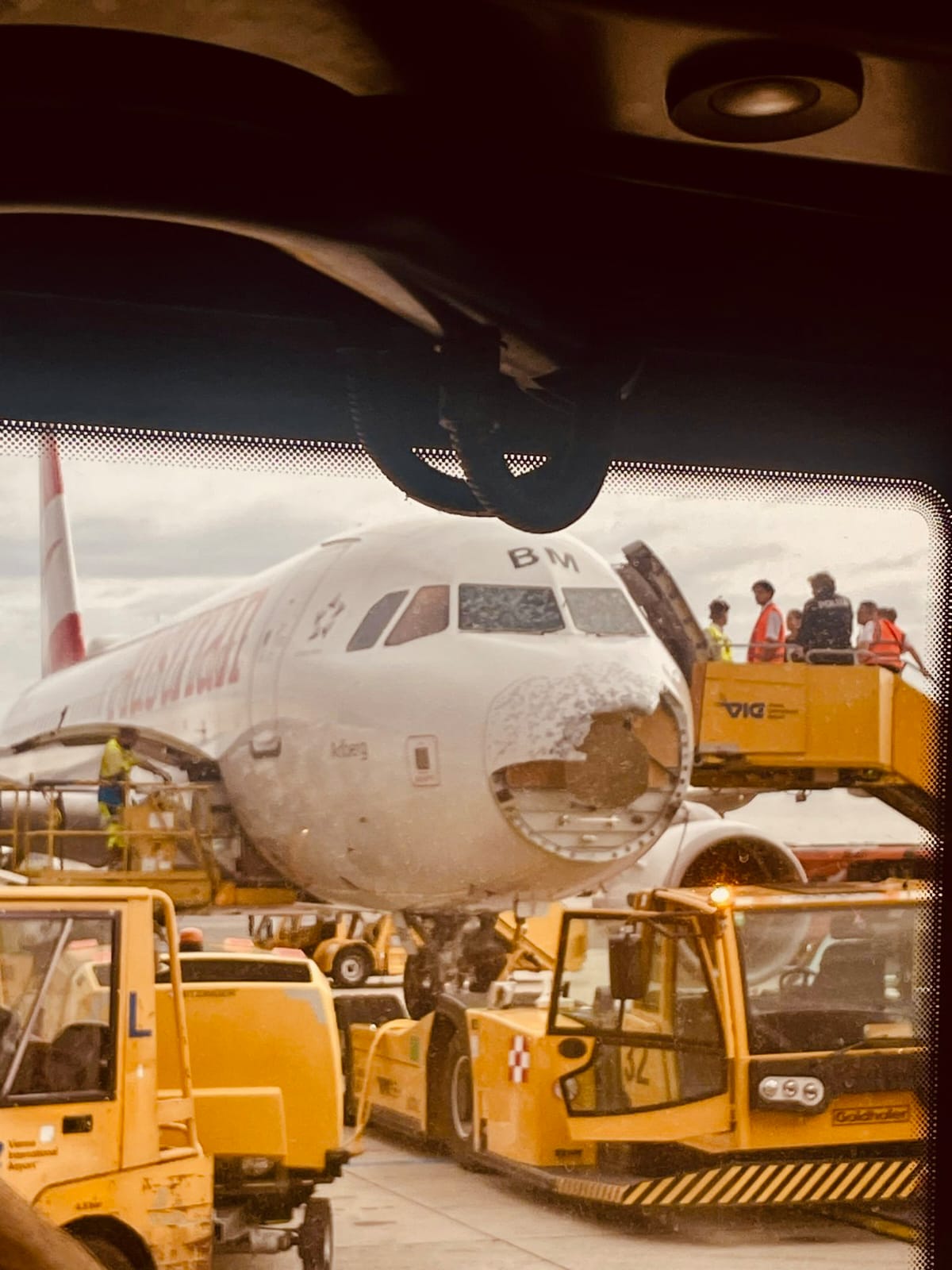 Airplane Damage, Hawa Me Udd Rahi Plane Par Hailstorm (Ole) Padne Se Austrian Airlines Plane Damage Hui, Sab Safe Hain