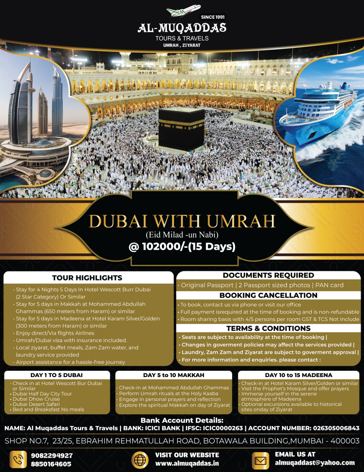 Embark on a Spiritual Journey With Our 15 Days Umrah With Dubai Package @ ₹102,000/- 