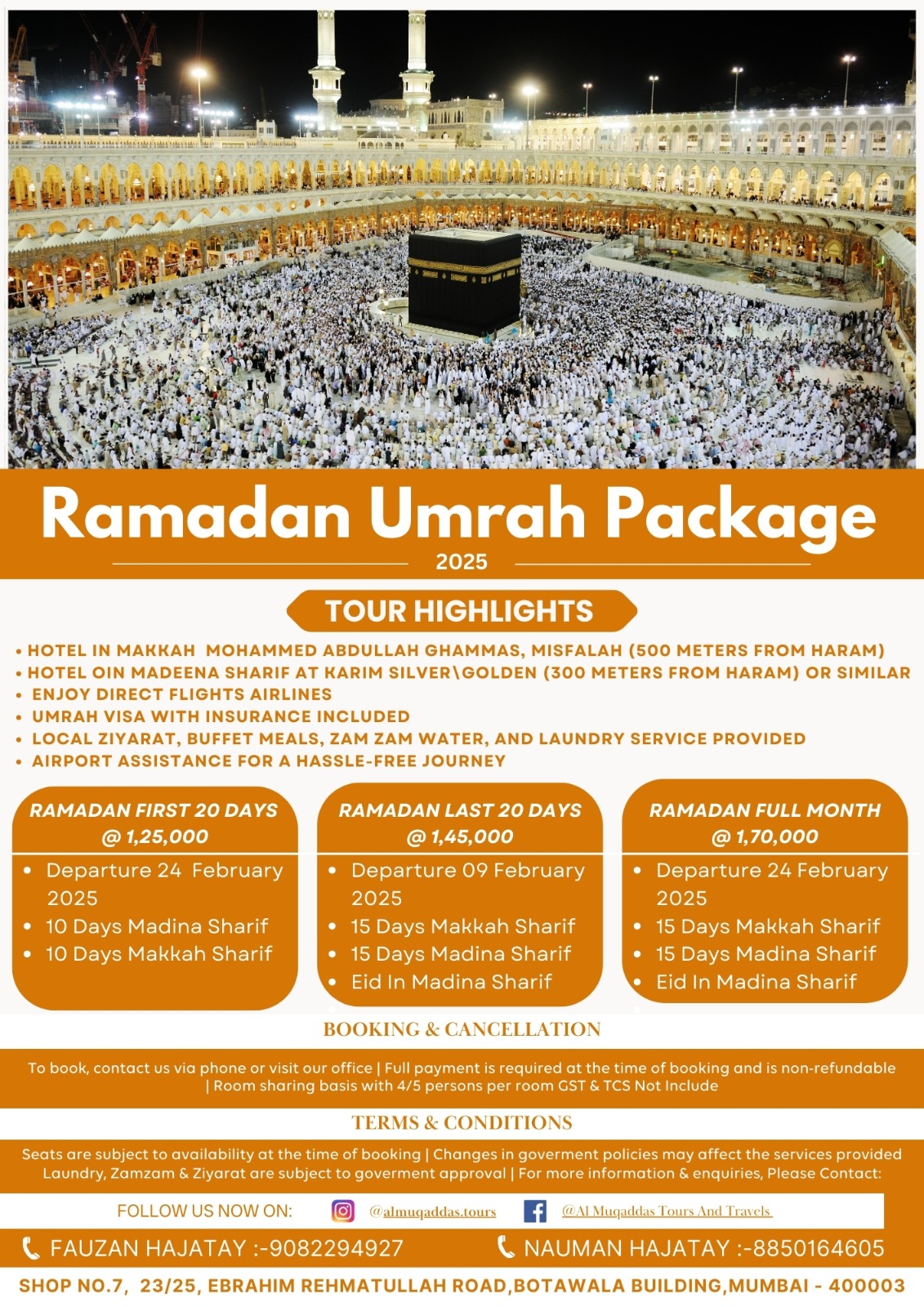 Embark on a Spiritual Journey with Our Ramzan Umrah @ ₹125000/- of starting 20days 