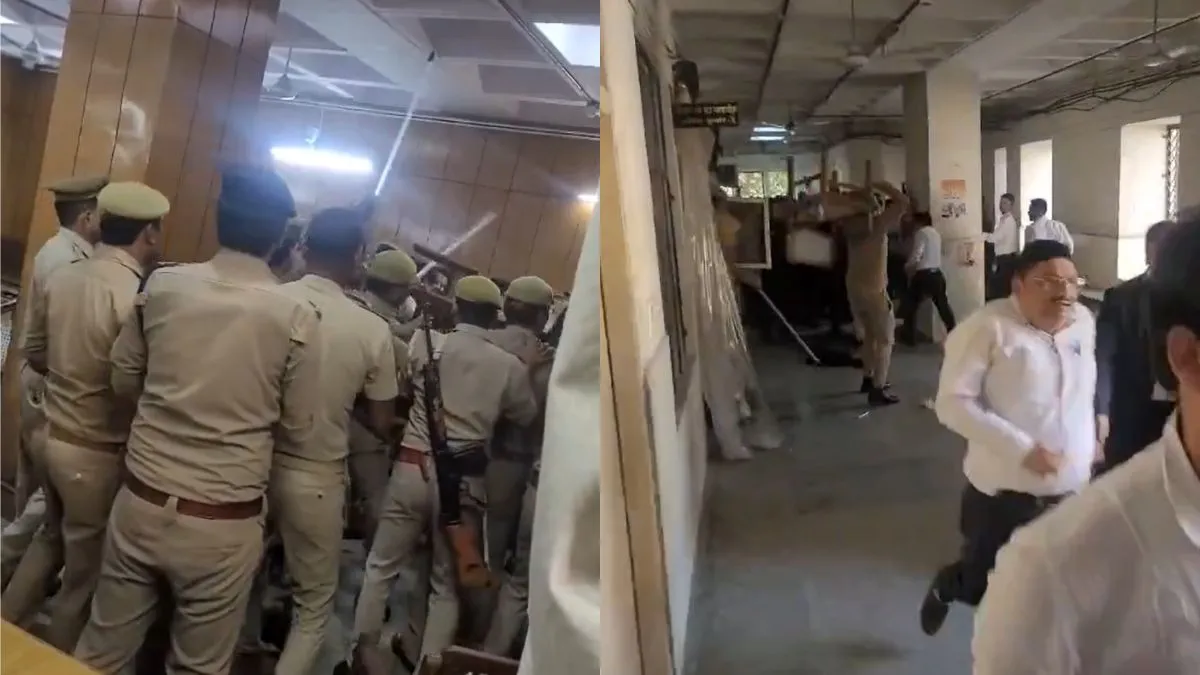 Lawyers Bhide Judge Ke Saamne Court Room Ke Andar, Police ko karna Pada Lathi Charge At Ghaziabad Court In UP