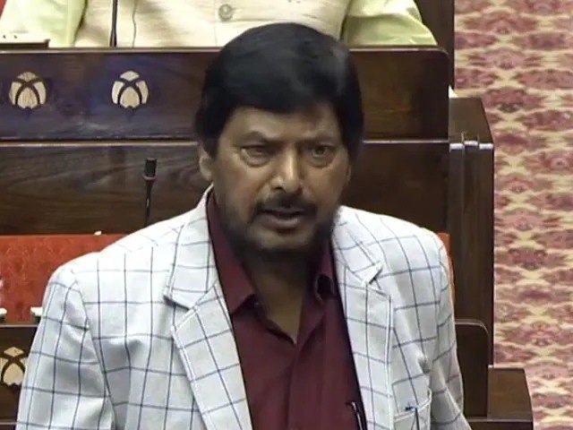 MP Ramadas Athawale At Parliament In Budget Session