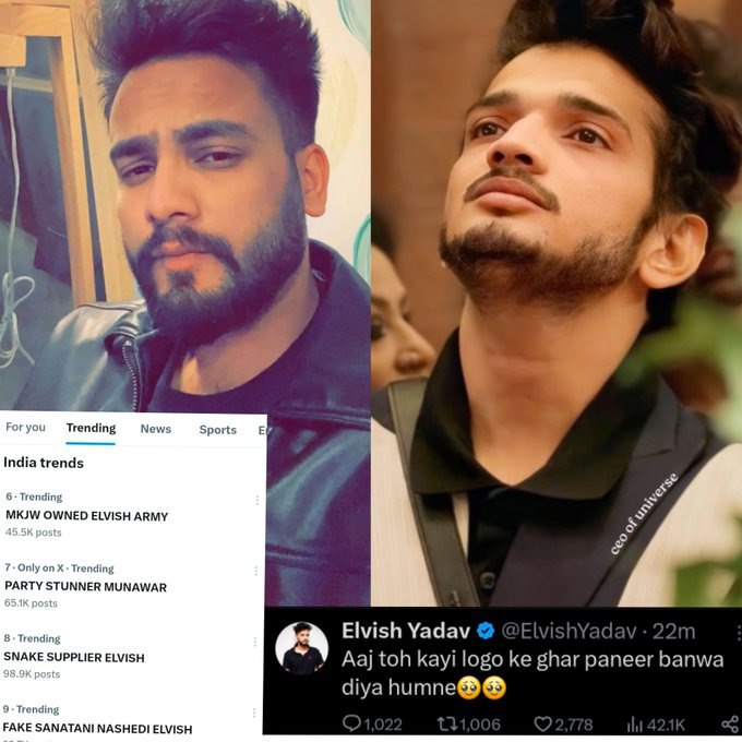 Elvish Yadav Takes Dig On Munawar Faruqui Fans For Trends Against Him, Says Paneer Banega Claiming Its Paid Trend