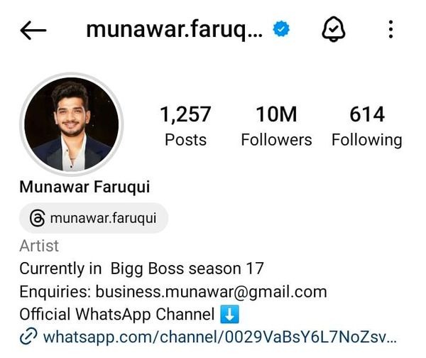 BiggBoss17 Contestant Munawar Faruqui Complete 10M Follower On Instagram