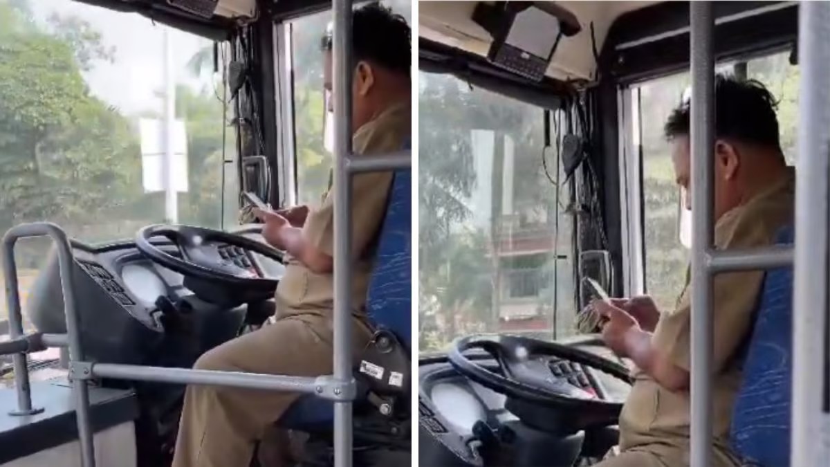 Bus chalate hue Mobile use kar rahe NMMT Bus Driver ko suspend kiya gaya, Video Viral hua tha