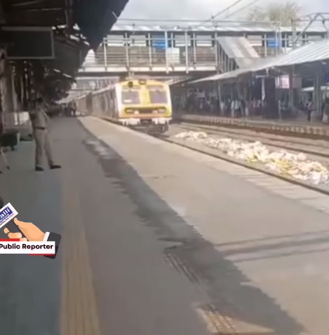 First trial train for overhead wire and track trials at Thane platform 5 on Sunday morning.