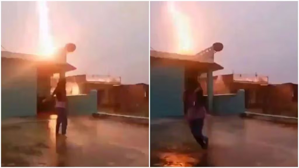 Reel Bana Rahi Thi Ladki, Bijli Giri Ghar Ke Chath Par, Jaan Bach Gayi, Mobile Me Qaid Hua Video, Social Media Par Viral