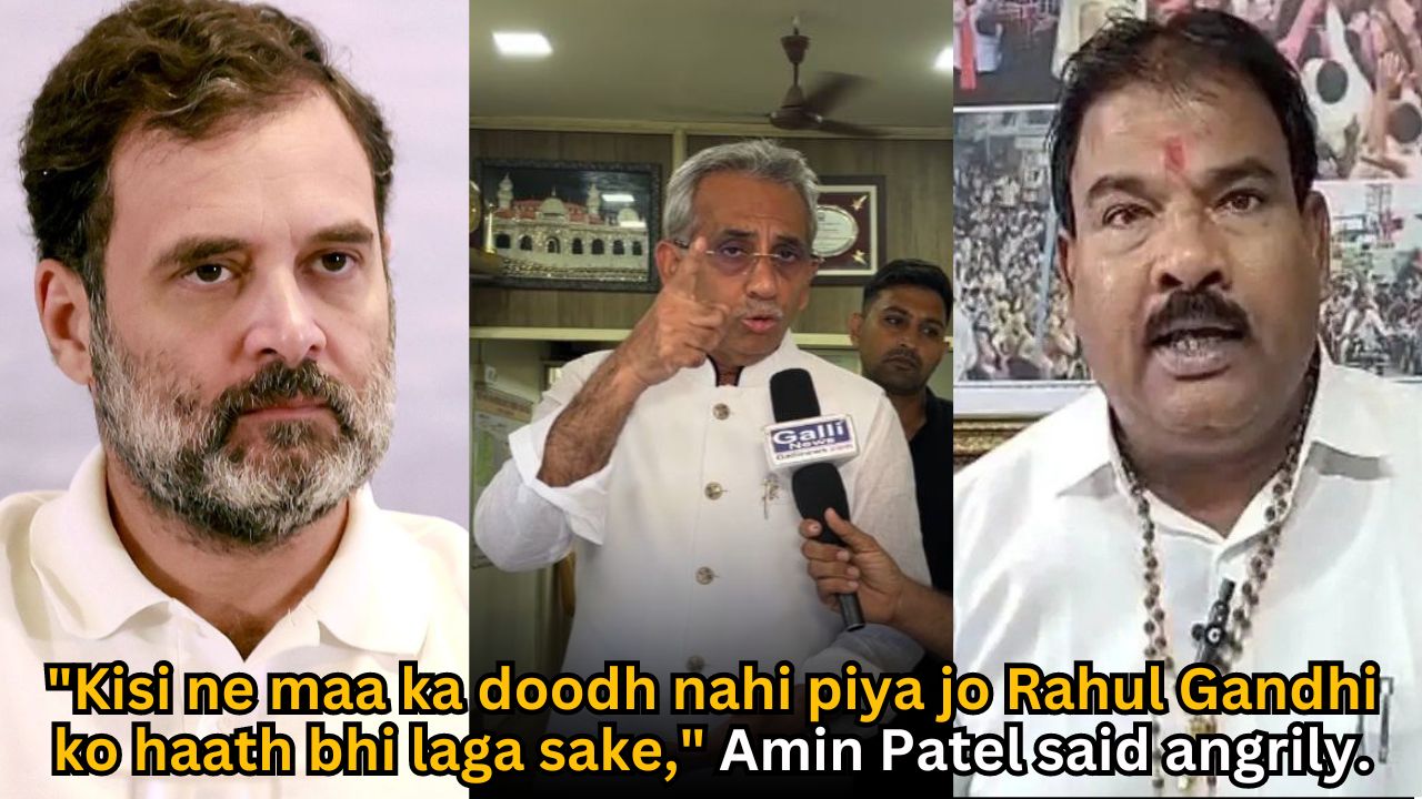 “Kisi ne maa ka doodh nahi piya jo Rahul Gandhi ko haath bhi laga sake,” Amin Patel said angrily.