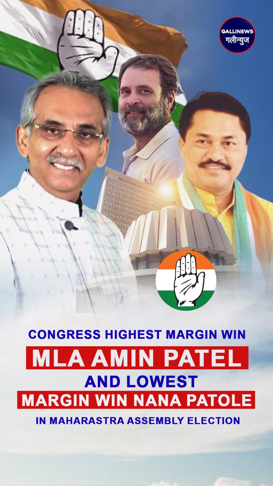Congress Highest Margin win MLA Amin Patel and Lowest Margin Win Nana Patole in Maharastra Assembly Election