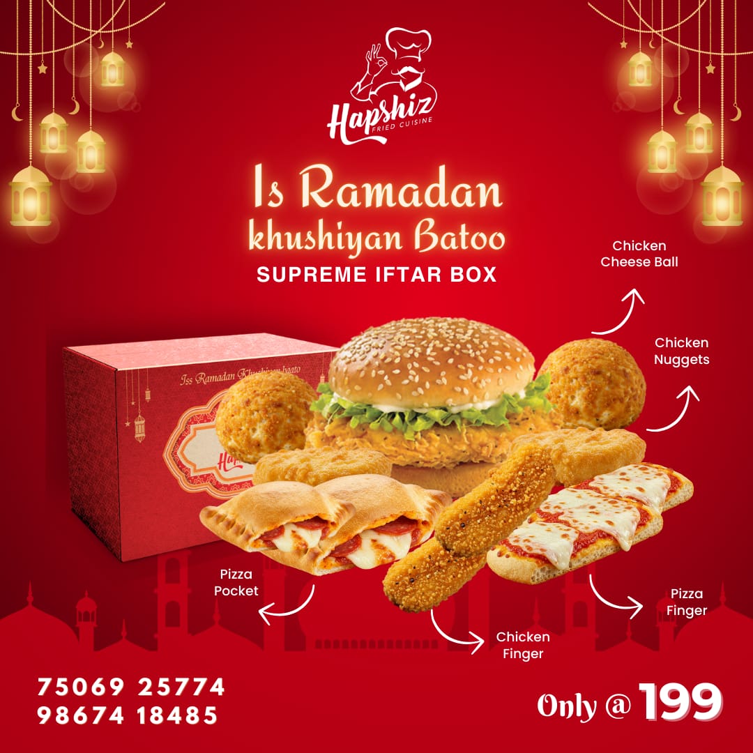 HAPSHIZ OFFER Ghar Baithay Khushiyan Baateen Is Ramadan Free Delivery Of Iftaar Box To You And Your Loved Ones Only @ Hapshiz