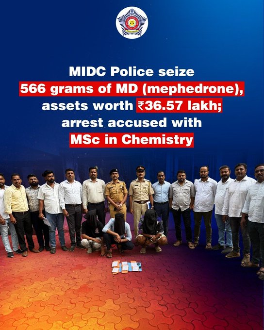 Mumbai Mein MIDC Police Ka Bada Action! 3 Arrested, ₹36.57 Lakh Ke Mephedrone Drugs Seized