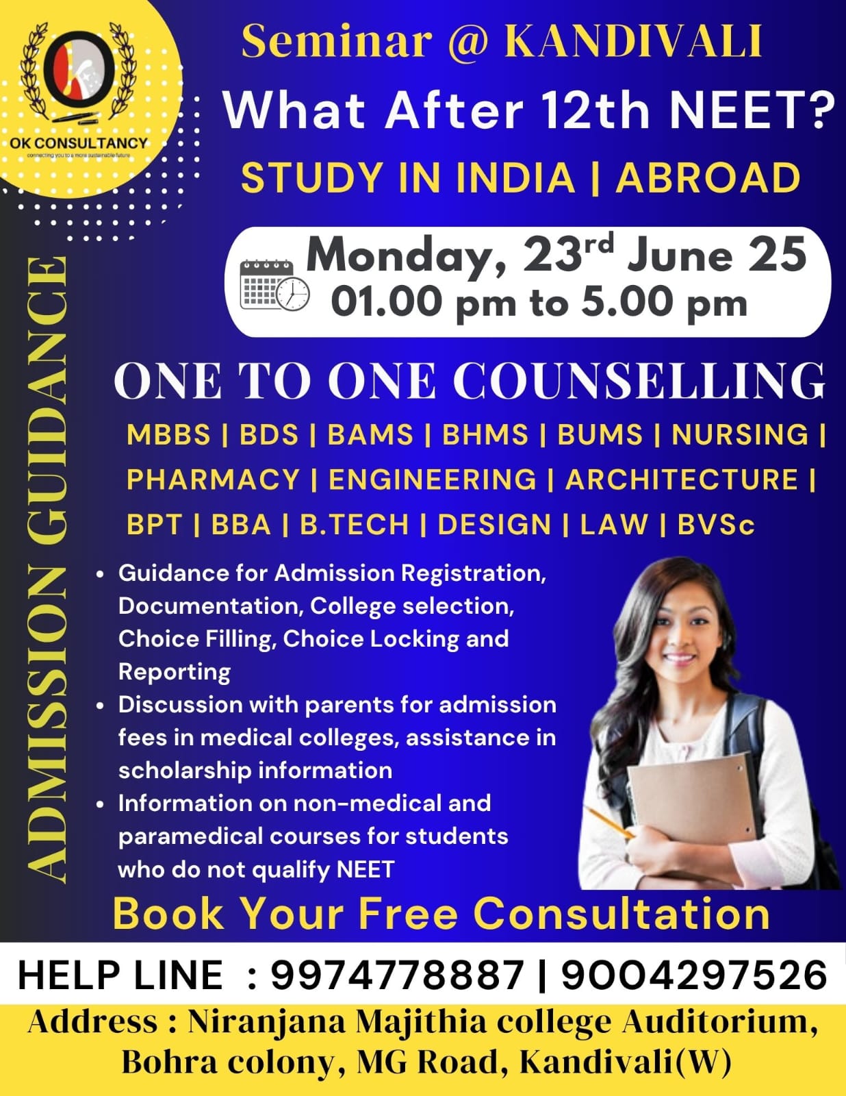 IN KANDIVALI Free Open Seminar & One-to-One Admission Counseling in Kandivali