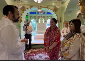 Smriti Irani and Ekta Kapoor visit Utthapan tableau of Shrinathji Prabhu in Nathdwara