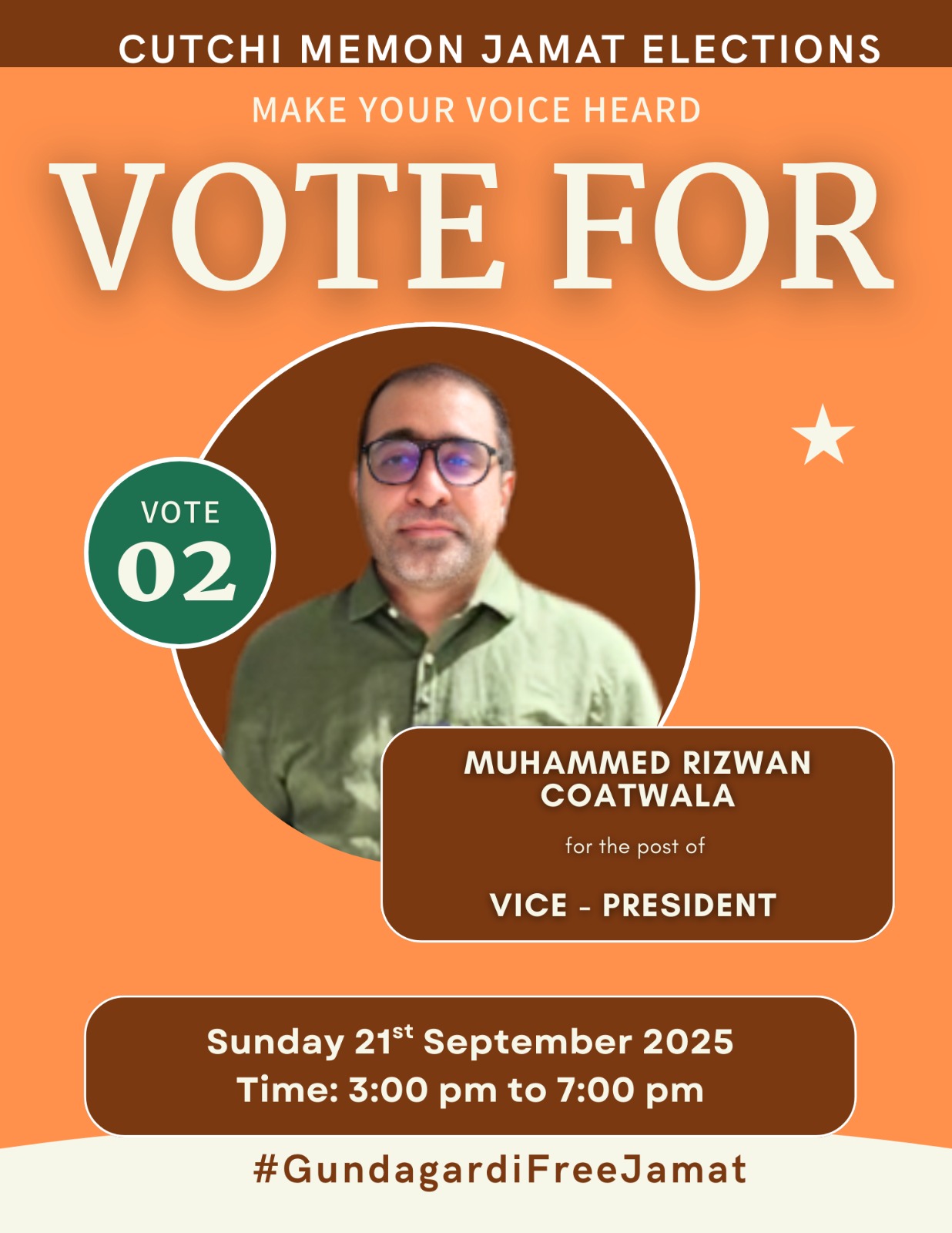 Cutchi Memon Jamat Election mein Rizwan Coatwala ne Irshad Lakdawala ko 163 votes se hara kar Vice President post jeet liya.