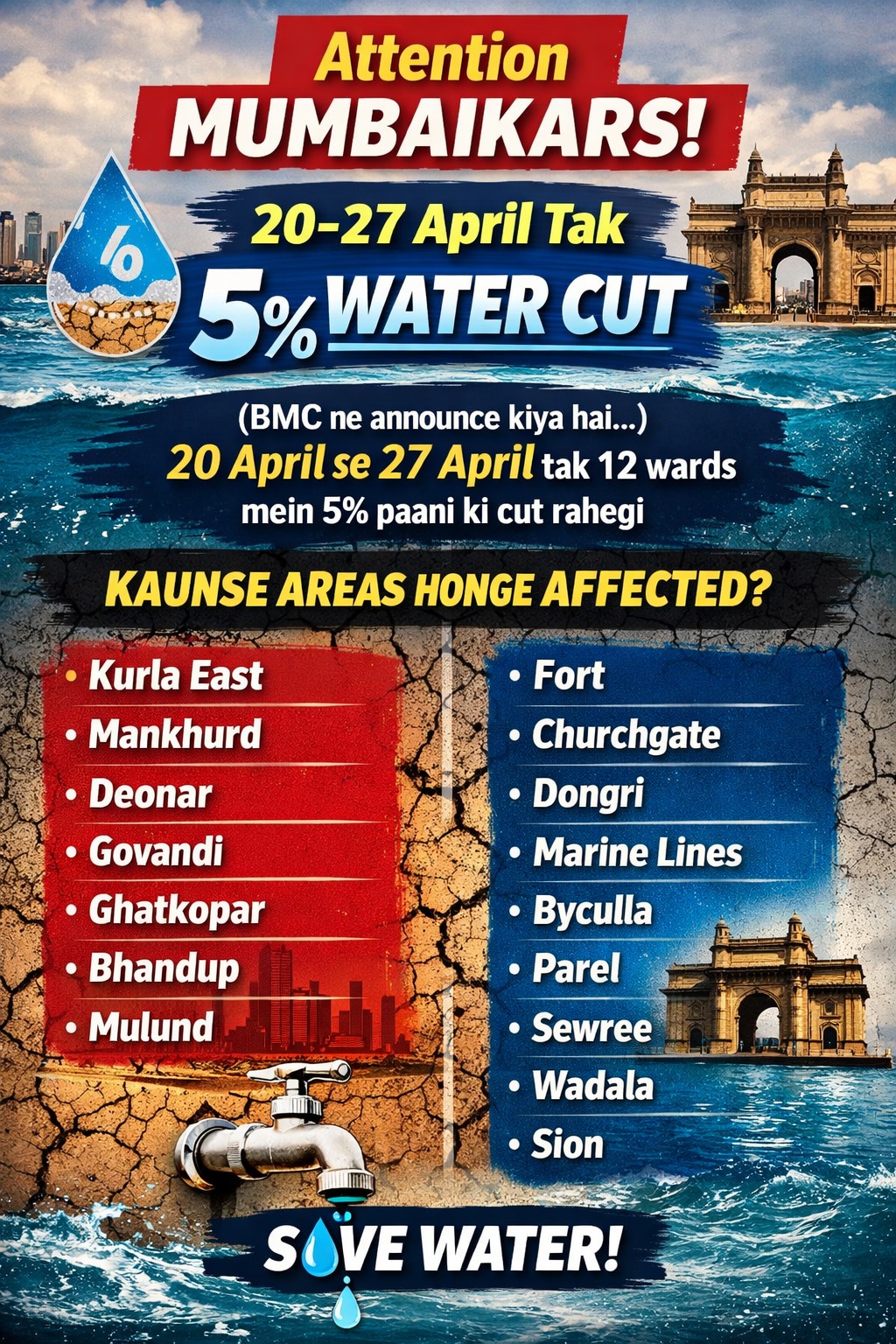 Attention Mumbaikars! 20–27 April Tak 5% Water Cut