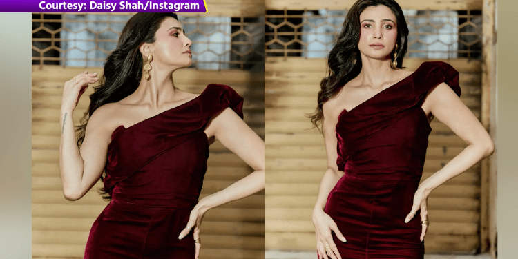 Daisy Shah Stuns in Maroon Velvet Gown says, “See you on the other side”
