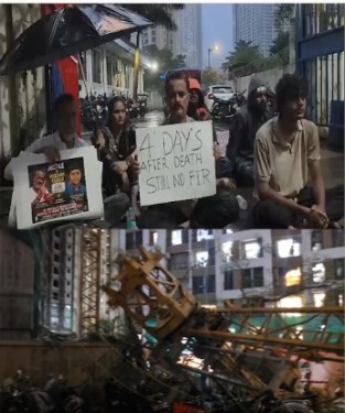 Mira Road Crane Hadse Ke Mritak Ke Pita ICU Me Bharti, Builder Par Karwai Ki Maang Ko Lekar Bhook Hartal Jari”.