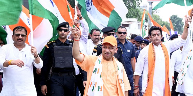 CM Yogi leads Tiranga Yatra in Gorakhpur as part of ‘Har Ghar Tiranga’ campaign