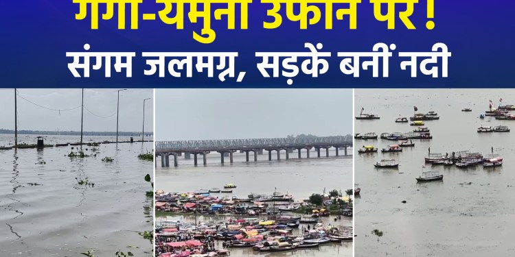 Ganga-Yamuna Water Levels Rise in Prayagraj; Low-Lying Areas, Including Sangam, Inundated