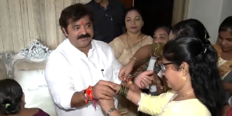 BJP MLA Ram Kadam celebrated Rakshabandhan. Several women visited his office on the occasion
