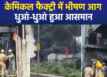 Massive Fire at Hapur Chemical Factory; Plumes of Smoke Visible for Kilometers