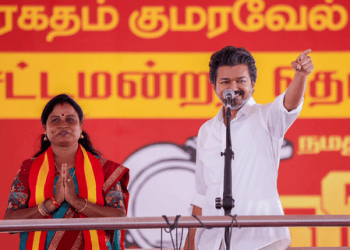 CM Vijay accuses AIADMK of aligning with DMK during Dharapuram campaign
