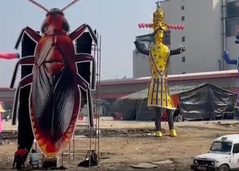 Dussehra celebrations across India feature giant Ravana effigies, 30-foot cockroach in Delhi catches eye